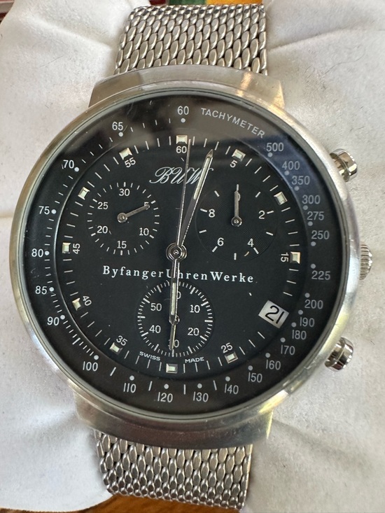 Byfanger Other - Byfanger Uhren Werke Swiss Made black chronograph watch featuring mesh band VGUC